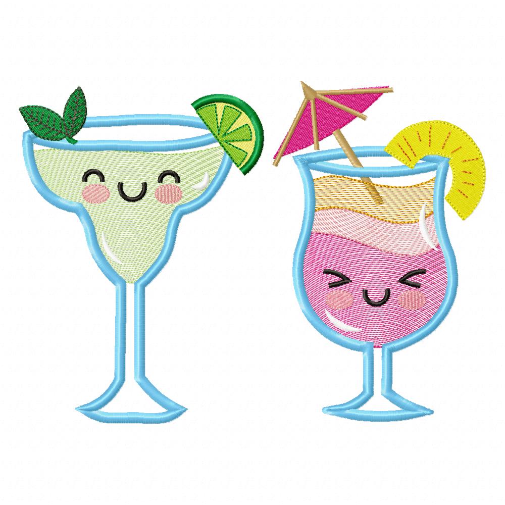 Happy Summer Cocktail Drinks - Applique