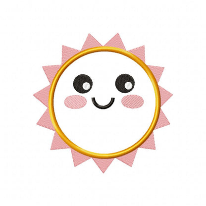 Happy Sun, Sunshine, Cute Summer - Applique