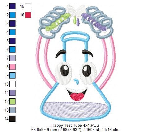 Happy Test Tube - Applique