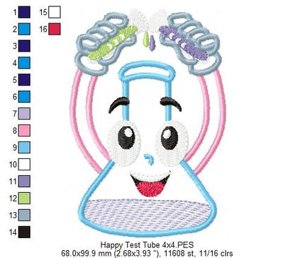 Happy Test Tube - Applique
