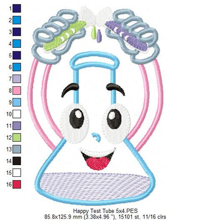 Happy Test Tube - Applique