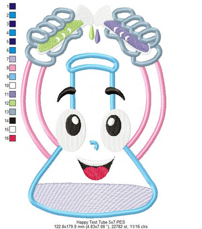 Happy Test Tube - Applique