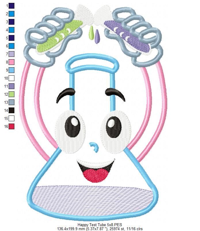 Happy Test Tube - Applique