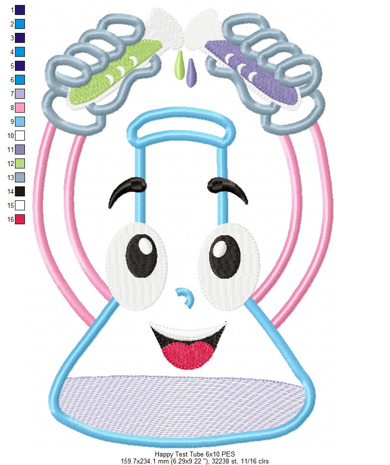 Happy Test Tube - Applique