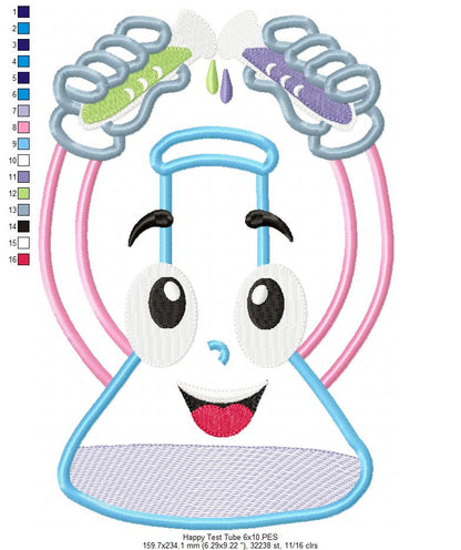 Happy Test Tube - Applique