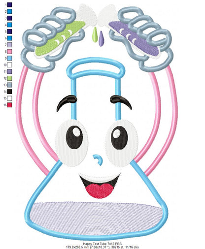 Happy Test Tube - Applique