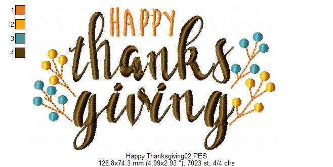 Happy Thanksgiving - Satin Stitch