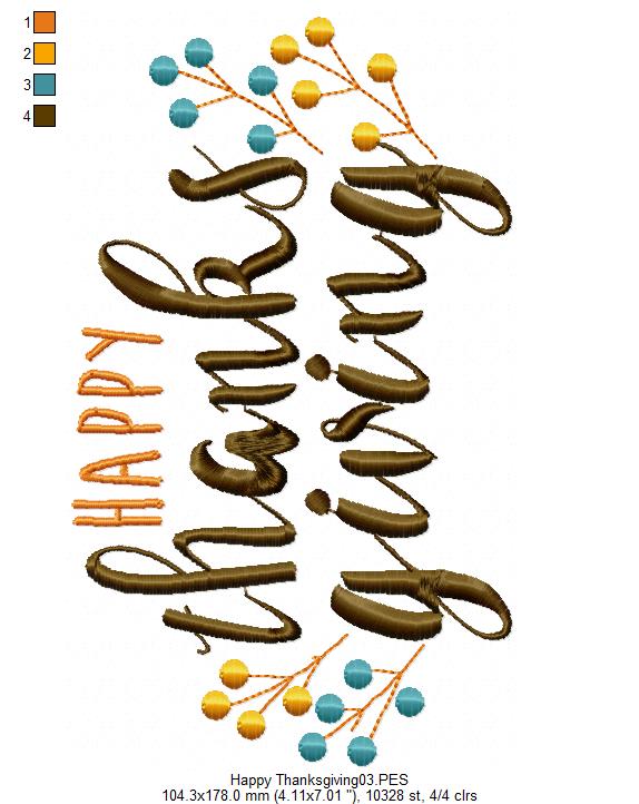 Happy Thanksgiving - Satin Stitch