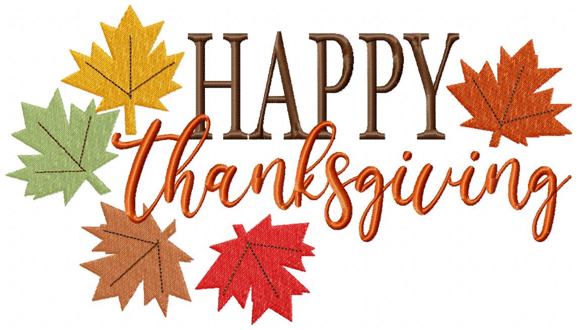 Happy Thanksgiving Fall Leaves - Fill Stitch
