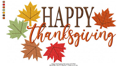 Happy Thanksgiving Fall Leaves - Fill Stitch