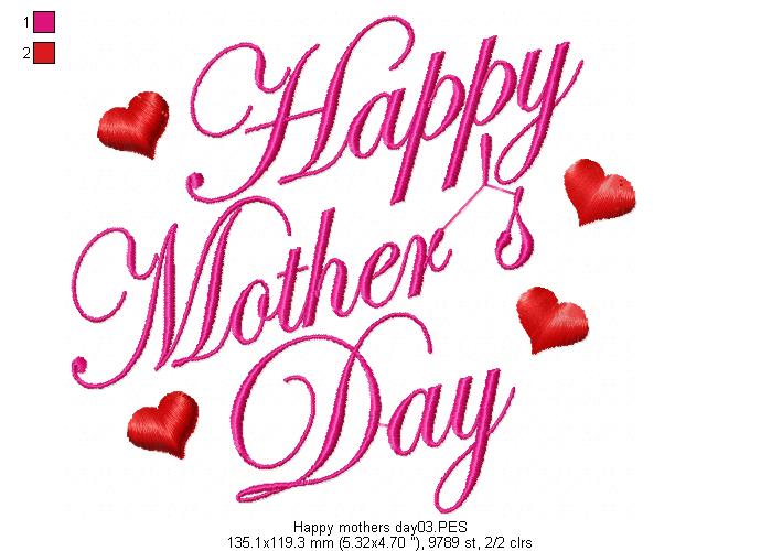 Happy Mother's Day - Fill Stitch