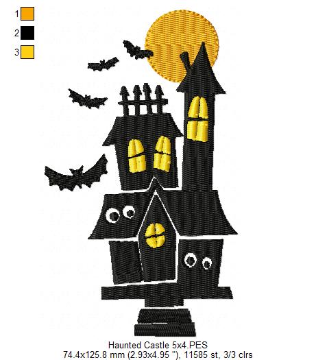 Haunted Castle - Fill Stitch Embroidery