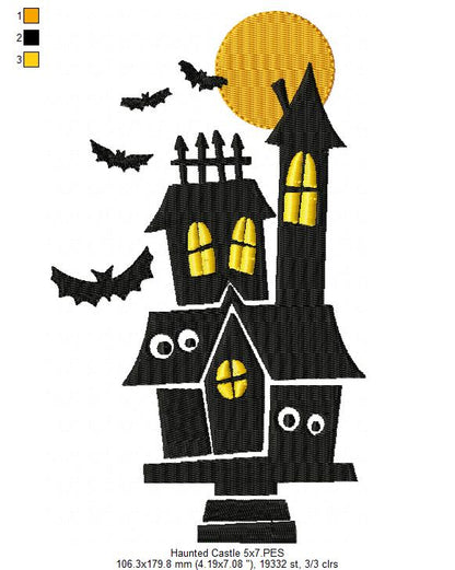 Haunted Castle - Fill Stitch Embroidery