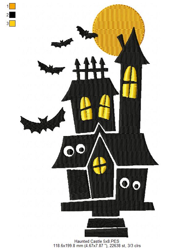 Haunted Castle - Fill Stitch Embroidery