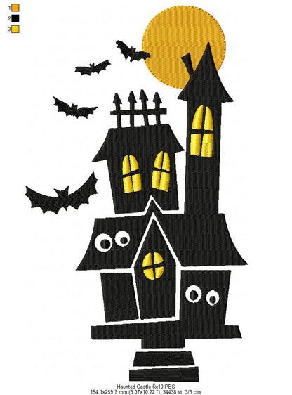 Haunted Castle - Fill Stitch Embroidery