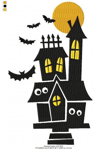 Haunted Castle - Fill Stitch Embroidery