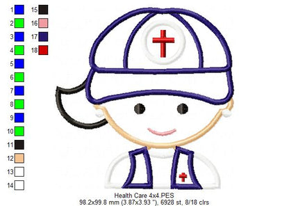 Healthcare Professional Girl - Appliqué – Machine Embroidery Design