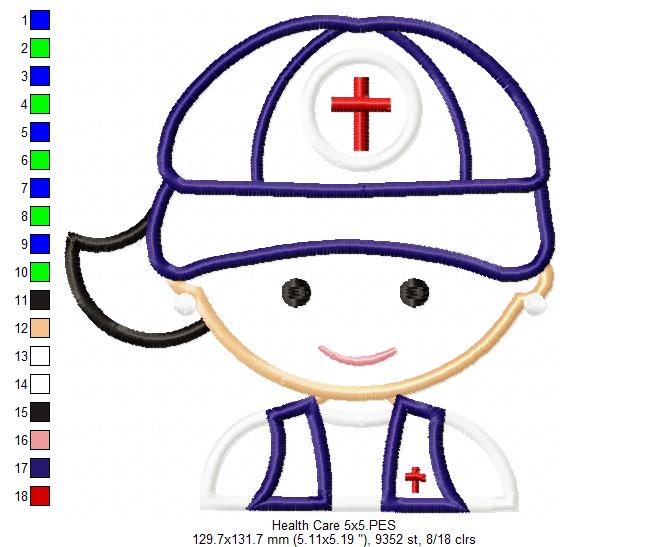 Healthcare Professional Girl - Appliqué – Machine Embroidery Design