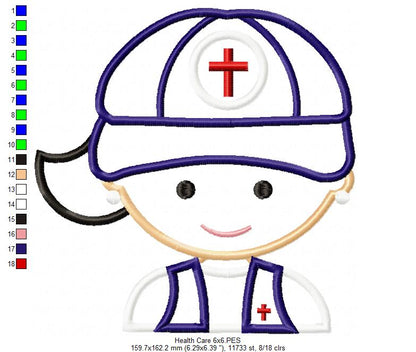 Healthcare Professional Girl - Appliqué – Machine Embroidery Design