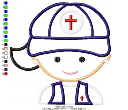 Healthcare Professional Girl - Appliqué – Machine Embroidery Design