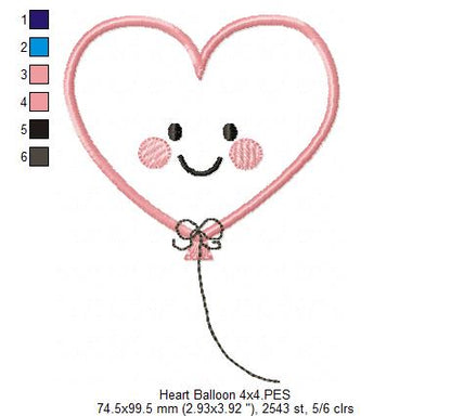 Heart Balloon - Applique