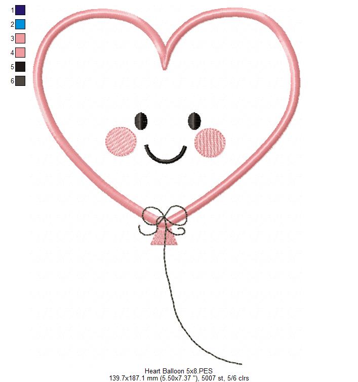 Heart Balloon - Applique