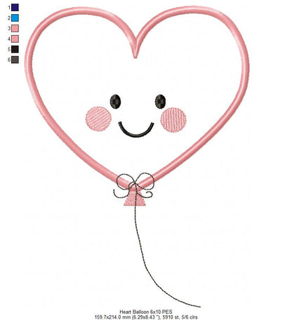 Heart Balloon - Applique