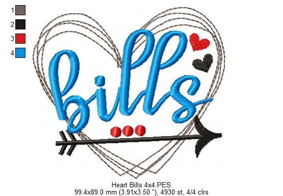 Bills Arrow and Hearts - Fill Stitch