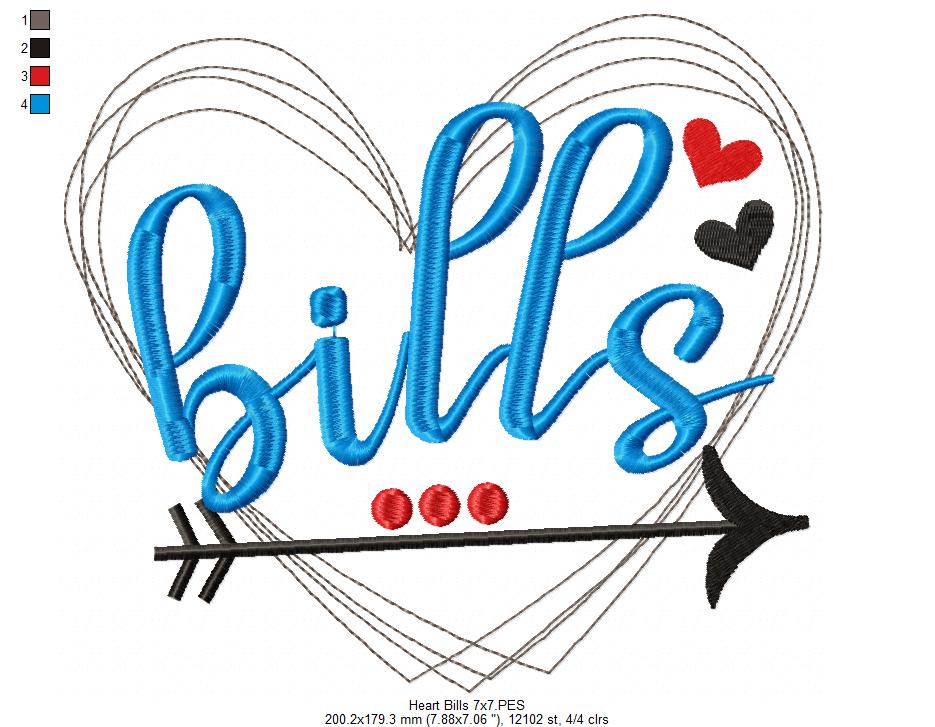 Bills Arrow and Hearts - Fill Stitch