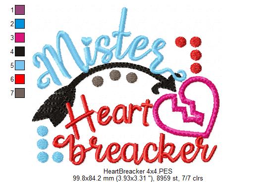 Mister Heart Breaker – Appliqué – Machine Embroidery Design