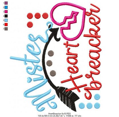 Mister Heart Breaker – Appliqué – Machine Embroidery Design