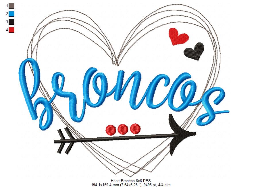 Broncos Arrow and Heart - Fill Stitch