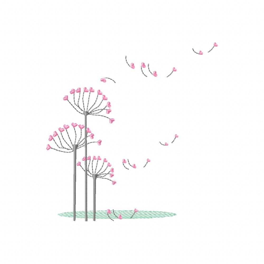 Dandelion Flower Flying - Fill Stitch
