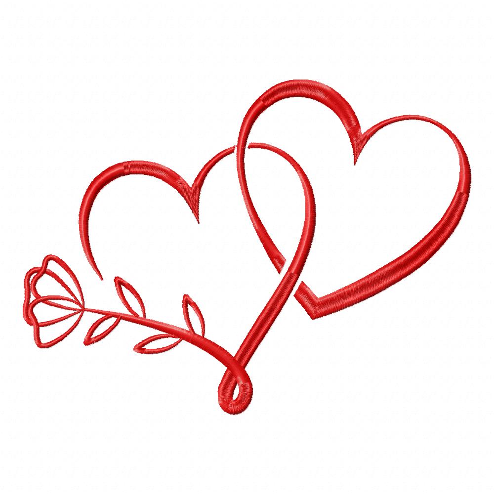 Heart Shape with Rose Set - Fill Stitch - Set of 4 designs - Machine Embroidery Design