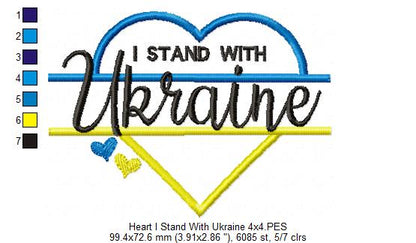 I Stand with Ukraine Split Heart - Applique
