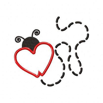 Valentines Heart Ladybug - Applique