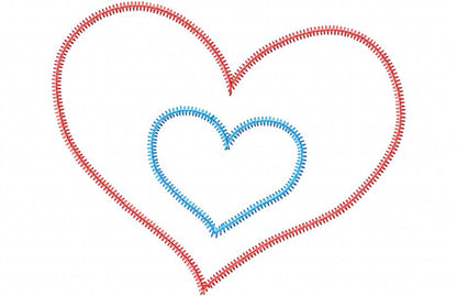 Sweet Layered Heart – Zig Zag Appliqué – Machine Embroidery Design