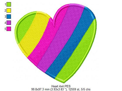 Colorful Heart - Fill Stitch