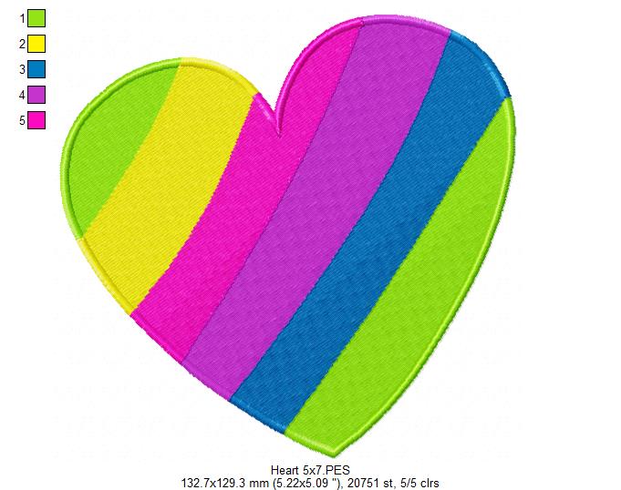 Colorful Heart - Fill Stitch