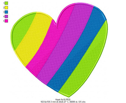 Colorful Heart - Fill Stitch