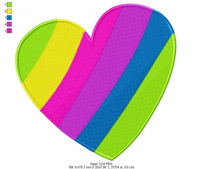 Colorful Heart - Fill Stitch