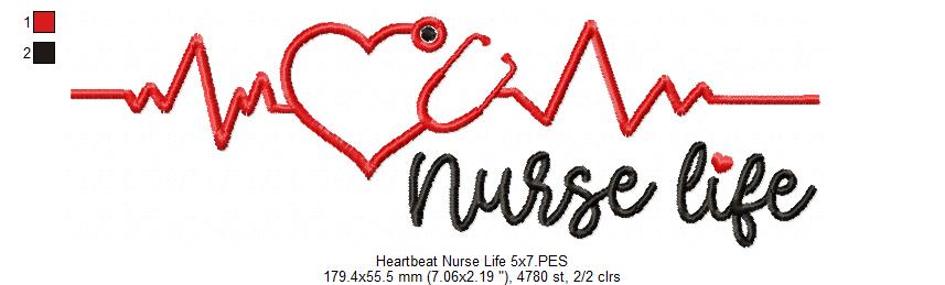 Heartbeat Nurse Life - Fill Stitch