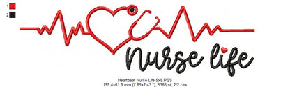 Heartbeat Nurse Life - Fill Stitch