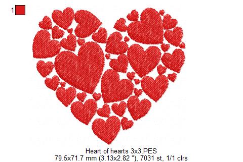Lots of Hearts - Fill Stitch - Machine Embroidery Design