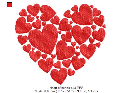 Lots of Hearts - Fill Stitch - Machine Embroidery Design