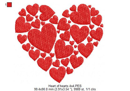 Lots of Hearts - Fill Stitch - Machine Embroidery Design