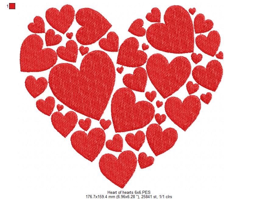 Lots of Hearts - Fill Stitch - Machine Embroidery Design