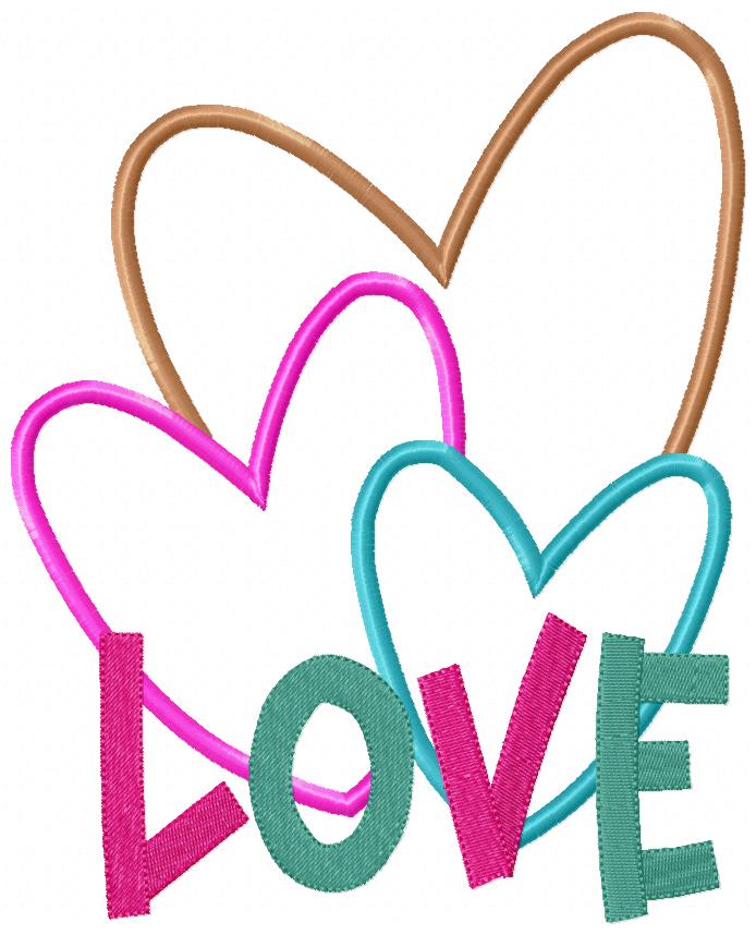 Hearts Trio Love - Applique