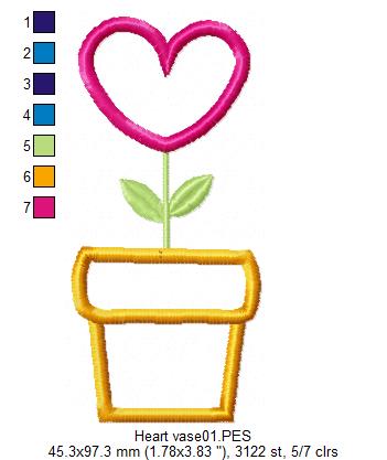 Heart Vase  - Applique