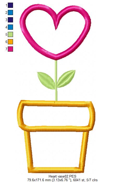Heart Vase  - Applique
